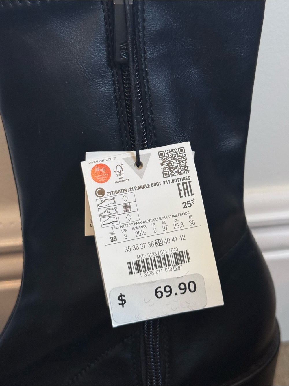 Zara Black Chunky Platform Ankle Boots NWT - Picture 7 of 10